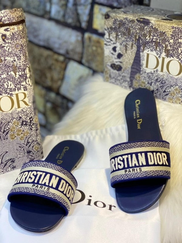Christian Dior Black Dway Slide With OG Box