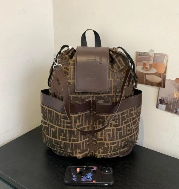Fendi Brown Monogram Premium Unisex Backpack With Dust Bag And Bill
