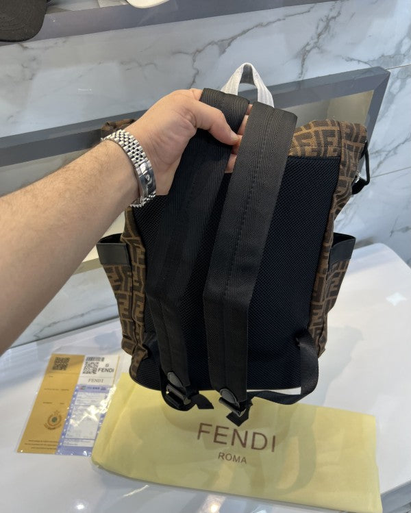 Fendi Brown Monogram Premium Unisex Backpack With Dust Bag And Bill