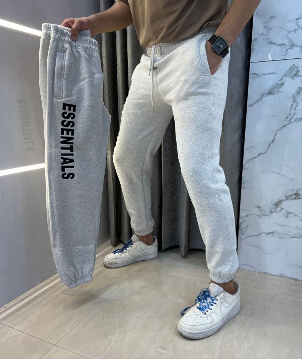 Essential Whitish Embroidery Logo Premium Imported Jogger Sweatpants