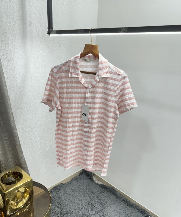 Zara Stripes Premium Relax Fit Half Shirt
