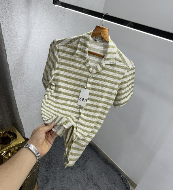 Zara Stripes Premium Relax Fit Half Shirt