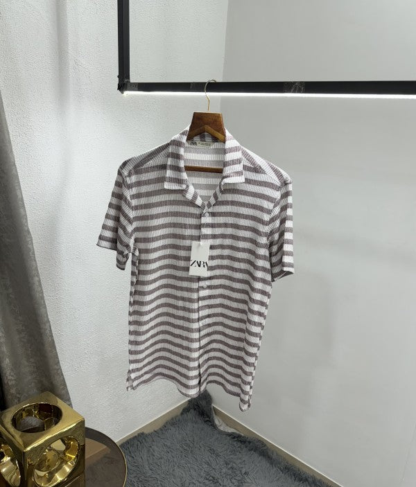 Zara Stripes Premium Relax Fit Half Shirt