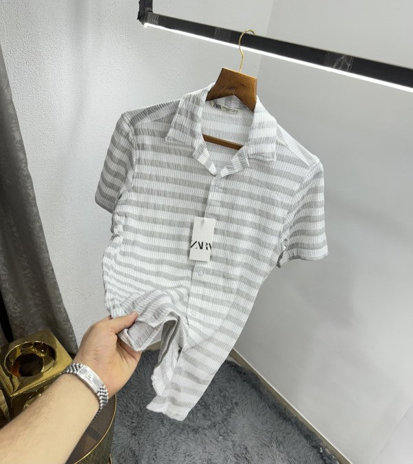 Zara Stripes Premium Relax Fit Half Shirt