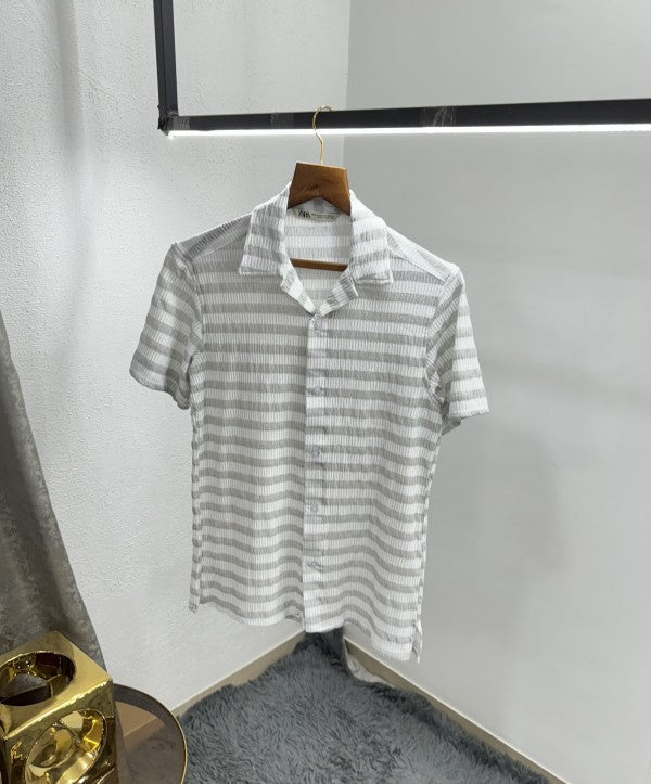 Zara Stripes Premium Relax Fit Half Shirt