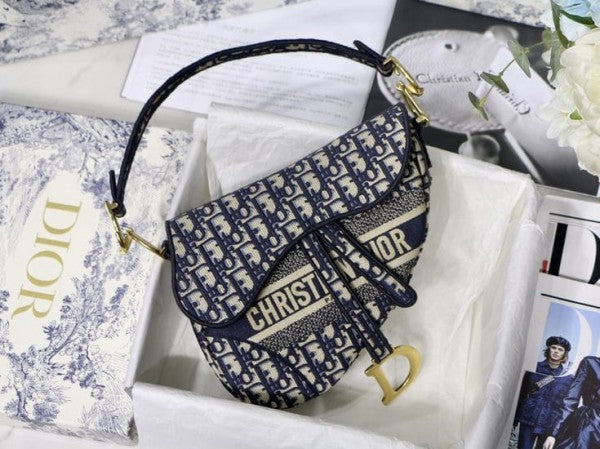 Dior Saddle Bag Oblique Embroidery With OG Box & Dust Bag