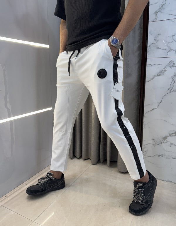 Balmai n Paris White Steel Logo Imported Jogger With Carry Bag