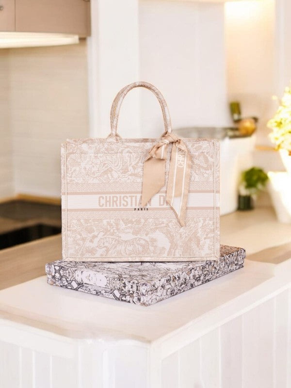 Tiger Dior Book Tote Oblique Embroidery With OG Box Dust Bag & Scarf