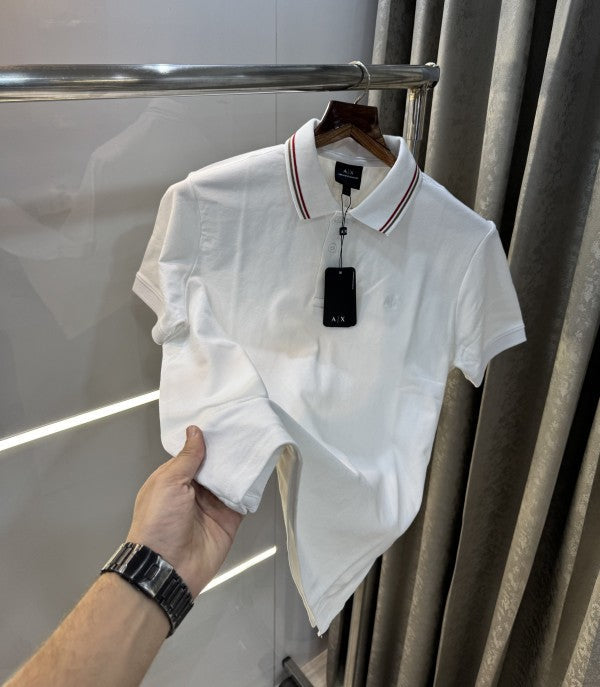 Armani Exchange White Logo Polo T-Shirt