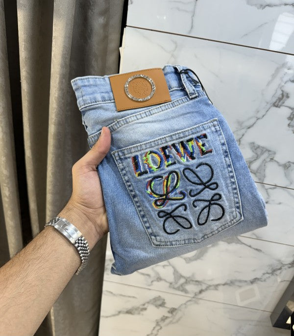 Loewe Sky Blue Embroidery Logo Imported Denim