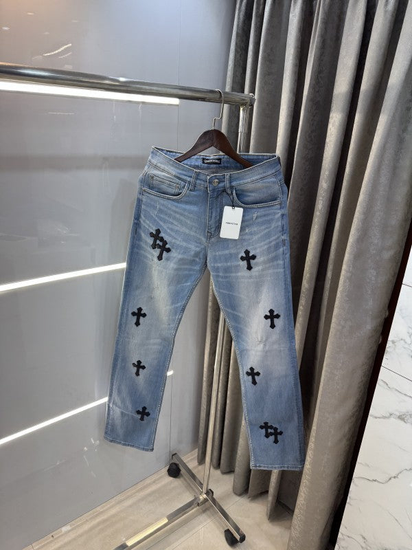 Chrome Hearts Sky Blue Patch Logo Denim – Embroidered Classic Edition