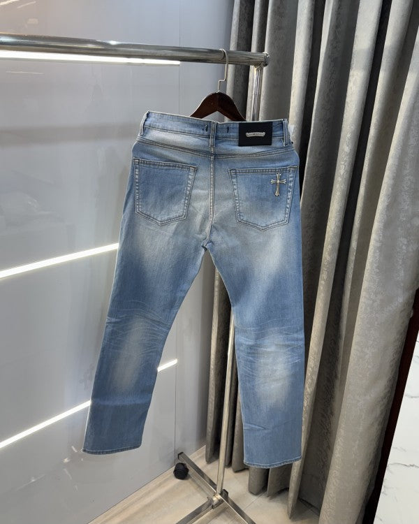 Chrome Hearts Sky Blue Patch Logo Denim – Embroidered Classic Edition