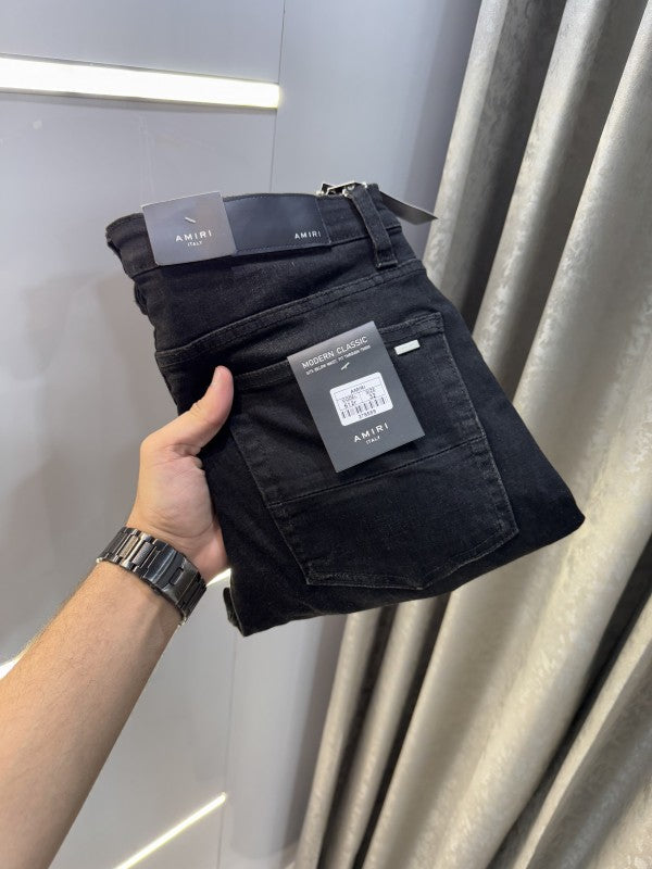 Amiri Carbon Black Embroidery Denim