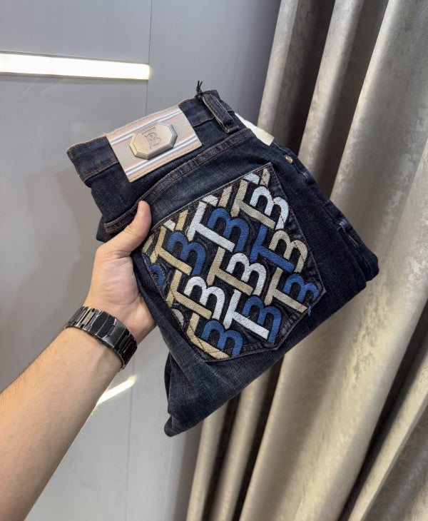 Burberry Dark Blue Pocket Embroidery Denim