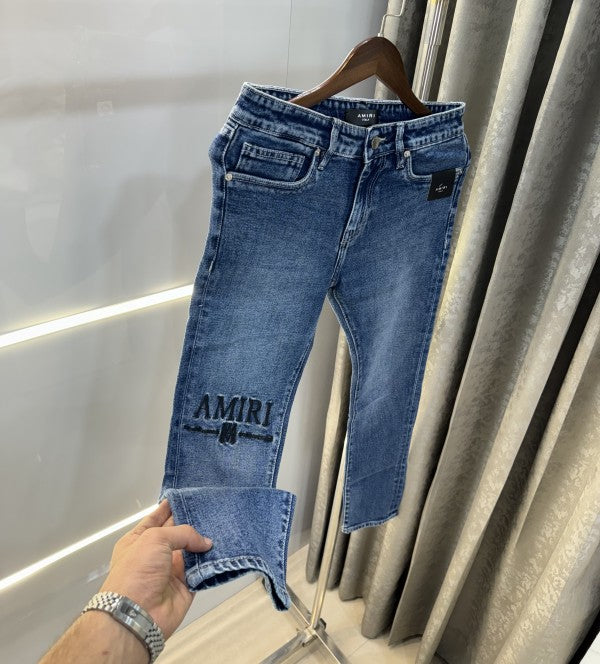 Amiri Blue Embroidery Logo Imported Denim