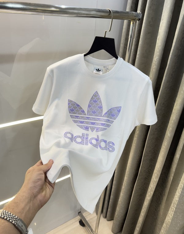 Adidas White Logo Print Premium T-Shirt