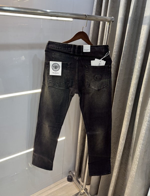 Balmain Paris Carbon Black Pocket Logo Denim