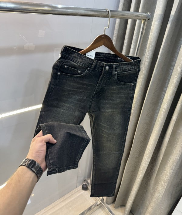 Balmain Paris Carbon Black Pocket Logo Denim