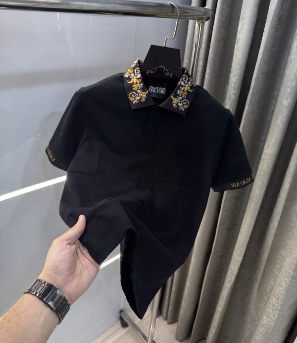 Versace Couture White Collar Logo Imported Polo T-Shirt