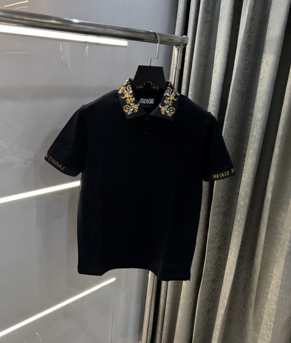 Versace Couture White Collar Logo Imported Polo T-Shirt
