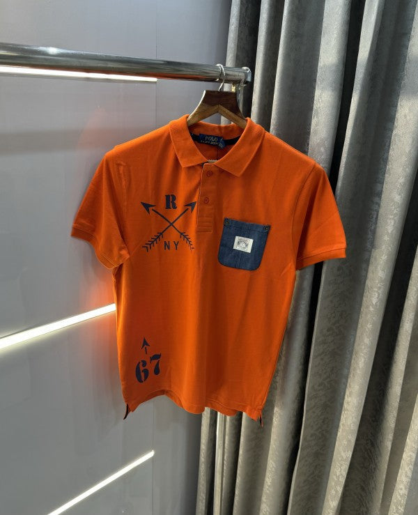 Ralph Lauren Orange Logo Print Polo T-Shirt