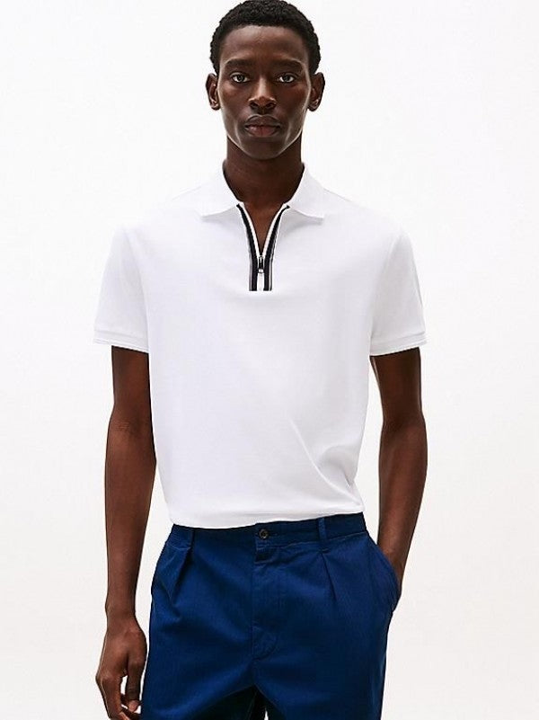 Tommy Hilfiger White Zip Premium Polo T-Shirt