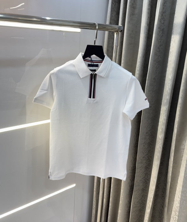 Tommy Hilfiger White Zip Premium Polo T-Shirt