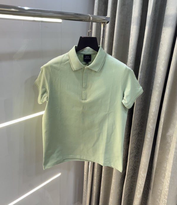 Armani Exchange Aqua Green Zip Premium Polo T-Shirt