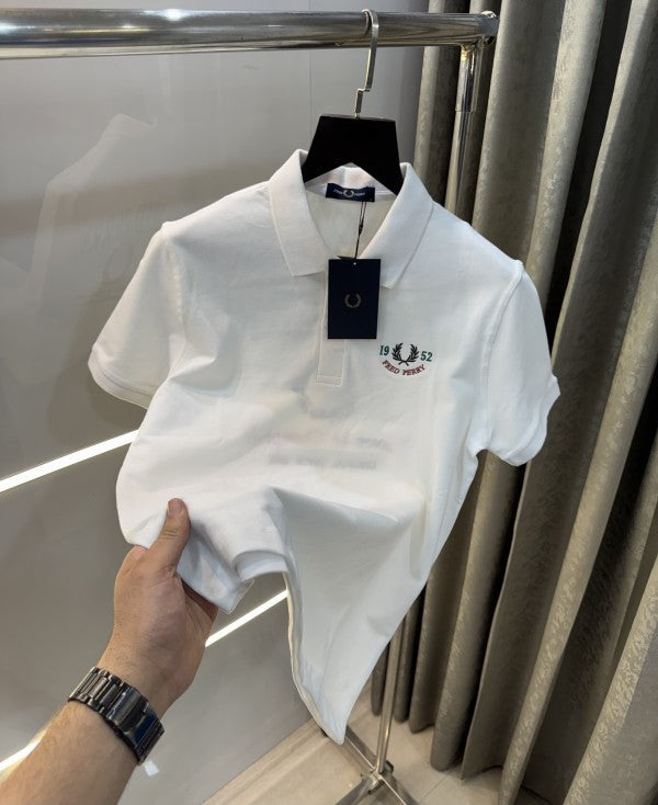 Fredperry White Embroidery Logo Premium Polo T-Shirt