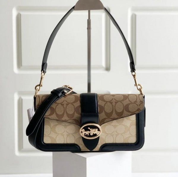 Coach Georgie Shoulder Bag In Colorblock Signature WIth OG Box & Dust Bag