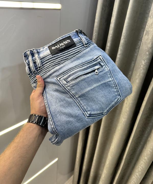 Balmain Paris Sky Blue Imported Rider Designer Denim