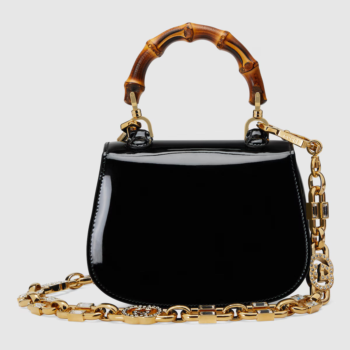 Gucci small Bamboo handle Patent leather sling