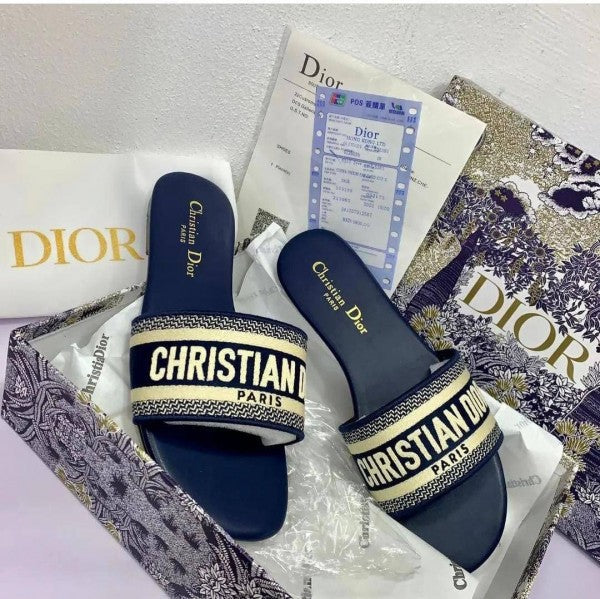 Christian Dior Black Dway Slide With OG Box