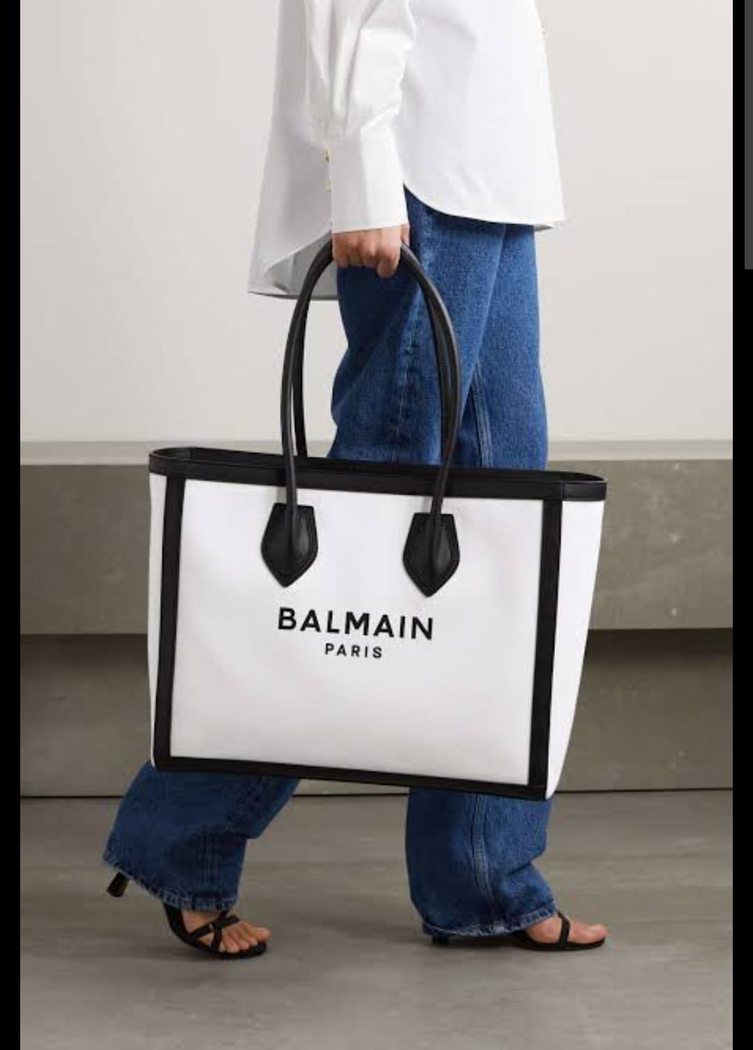 BALMAIN B ARMY LEATHER TRIMMMED CANVAS TOTE - LABLEWHORE.COM