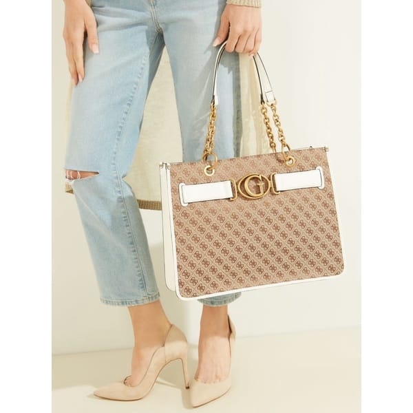 GUESS Aviana Tote Latte Black Handbags With Dust Bag