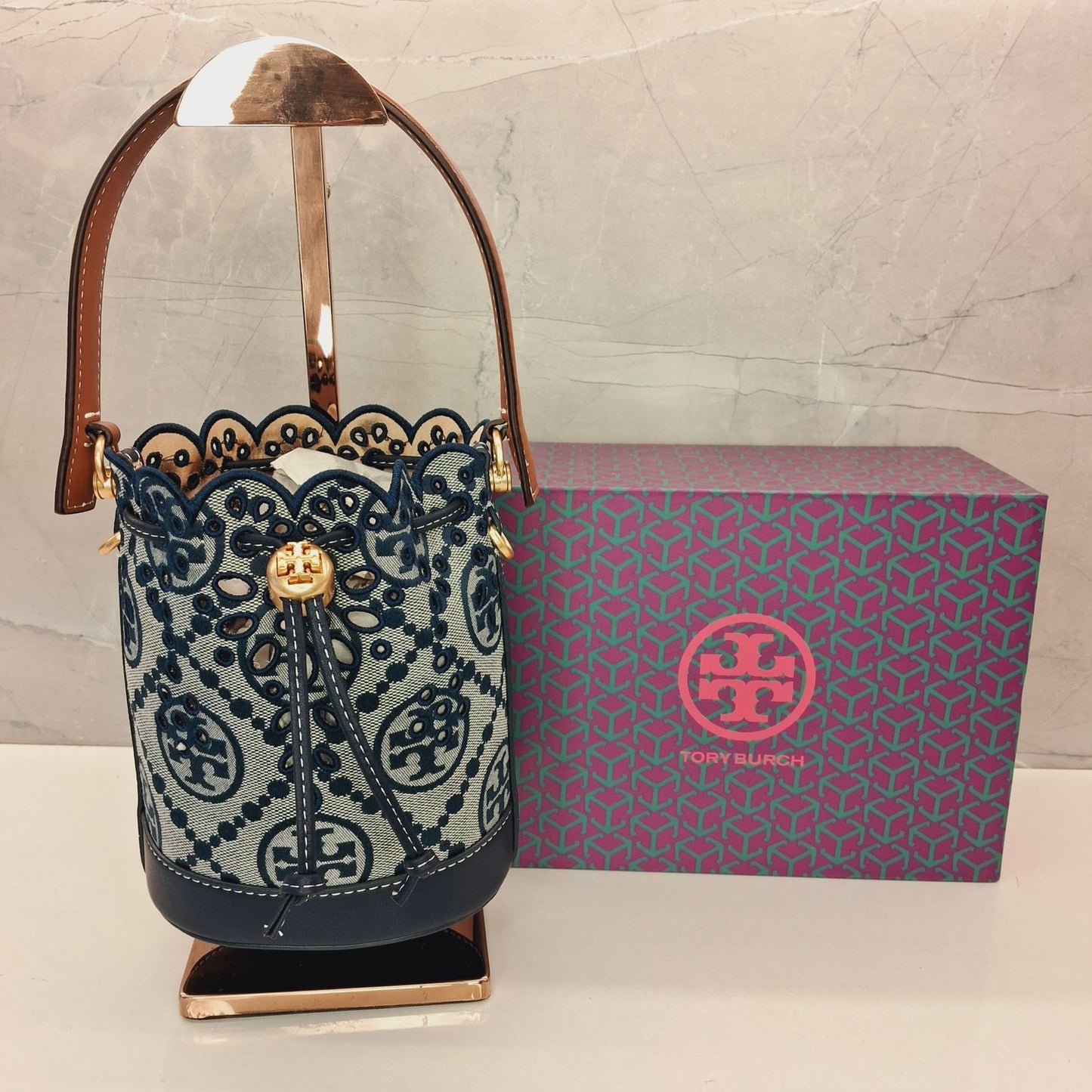 Tory Burch T Monogram Jacquard Mini Bucket Bag