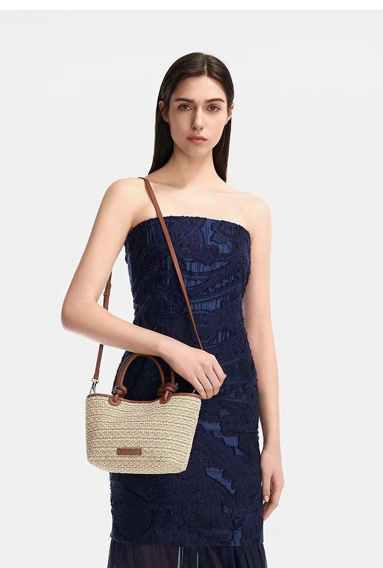 Charles & Keith Sabine Raffia Knotted Handle Small Tote Bag