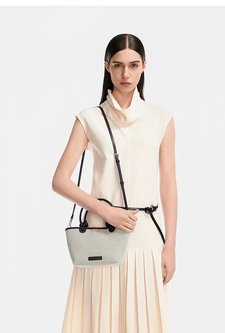Charles & Keith Sabine Raffia Knotted Handle Small Tote Bag
