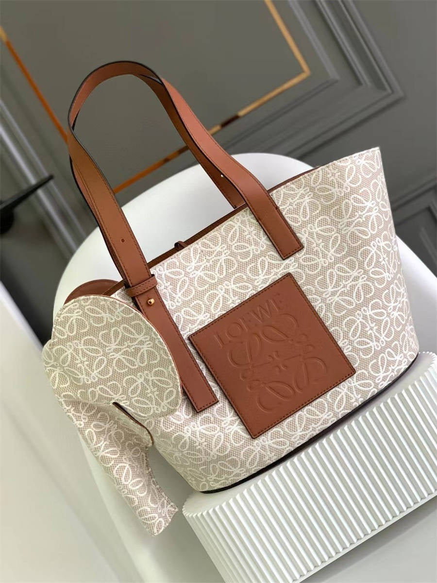 Loewe Elephant Anagram Premium Edition Basket Tote Bag With Dust Bag