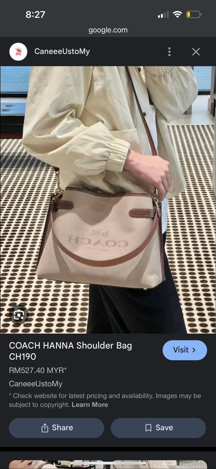 COACH HANNA CARRYALL HANDBAG AUTHENTIC