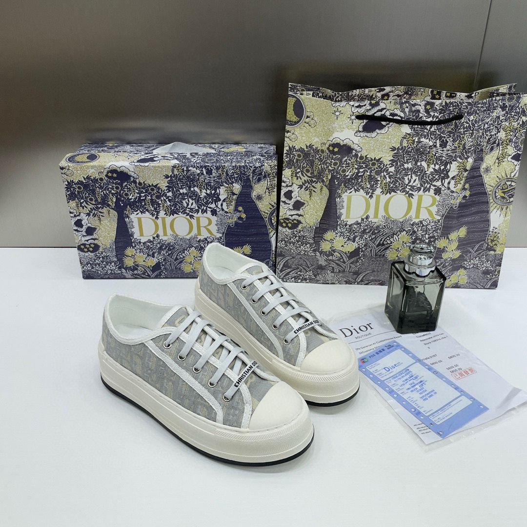 WMN Dior White/Grey Oblique Canvas Walk'n'Dior Sneakers (For Her) ๐๐ค
