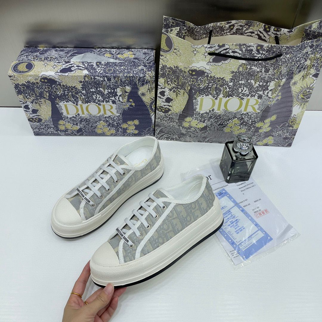 WMN Dior White/Grey Oblique Canvas Walk'n'Dior Sneakers (For Her) ๐๐ค