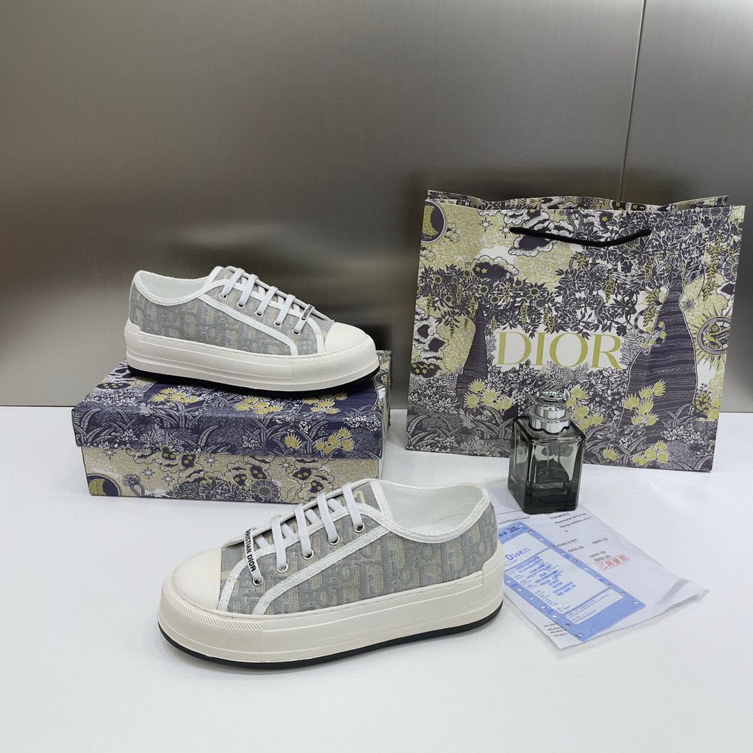 WMN Dior White/Grey Oblique Canvas Walk'n'Dior Sneakers (For Her) ๐๐ค