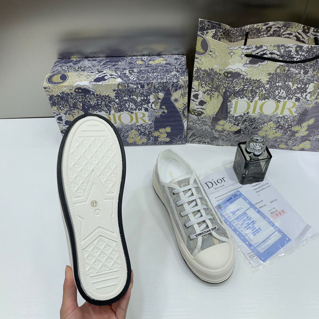 WMN Dior White/Grey Oblique Canvas Walk'n'Dior Sneakers (For Her) ๐๐ค
