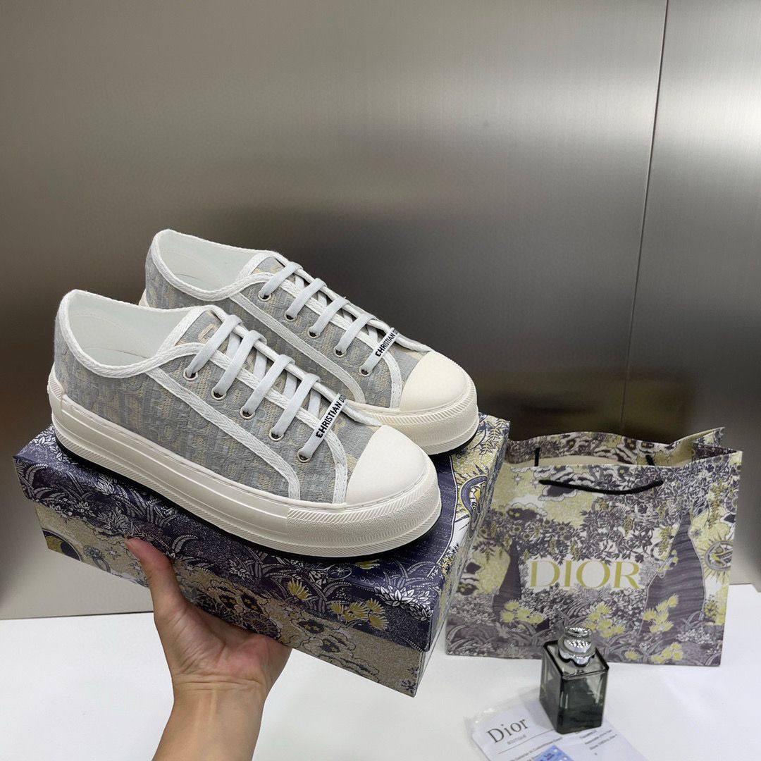 WMN Dior White/Grey Oblique Canvas Walk'n'Dior Sneakers (For Her) ๐๐ค
