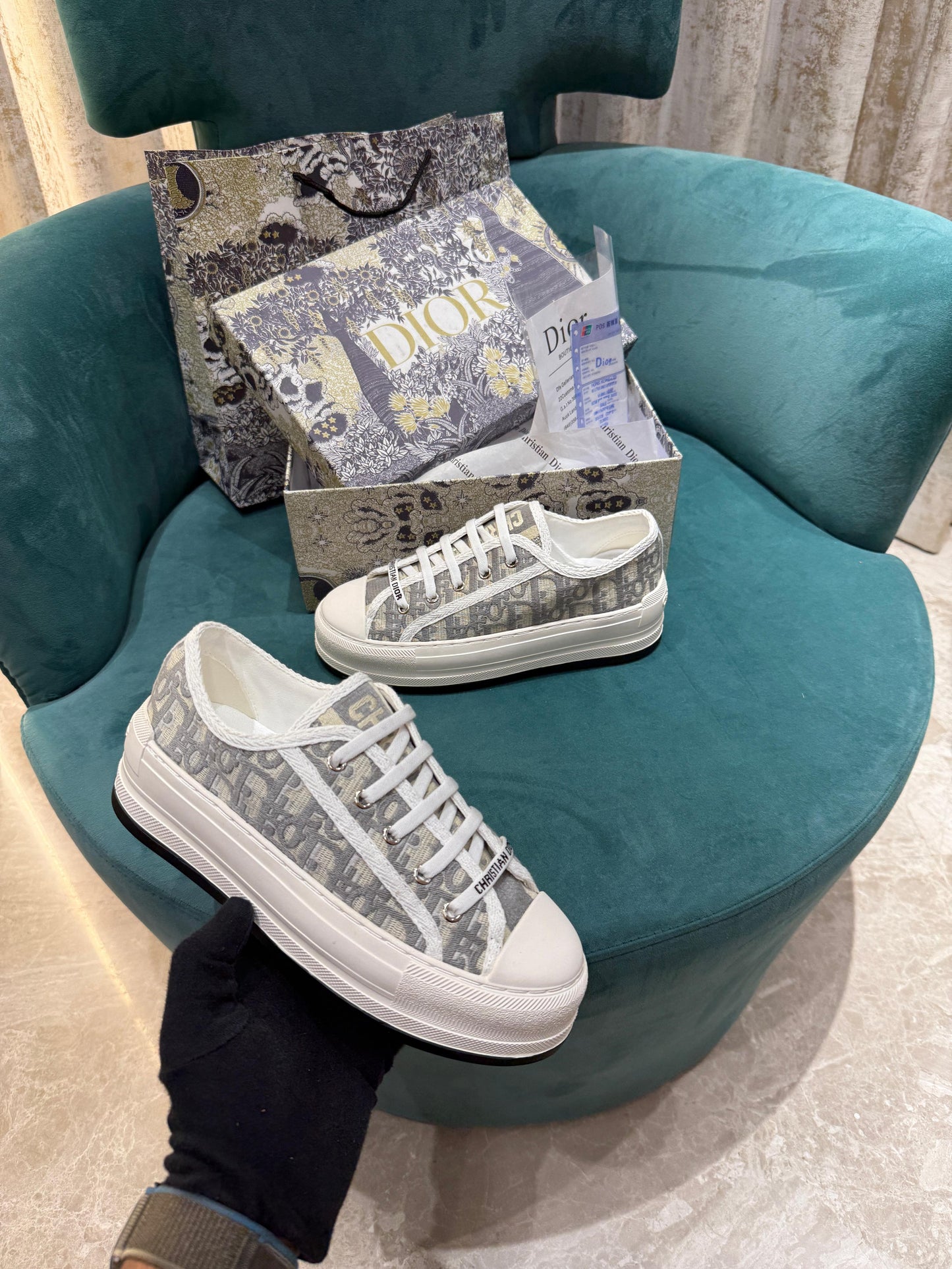 WMN Dior White/Grey Oblique Canvas Walk'n'Dior Sneakers (For Her) ๐๐ค
