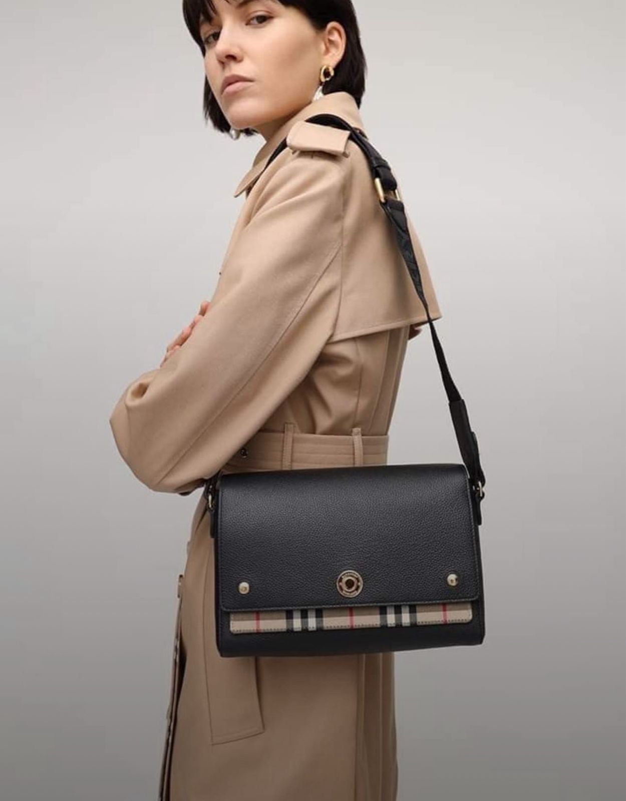 BURBERRY VINTAGE NOTE CROSSBODY BAG WITH BROAD STRAP