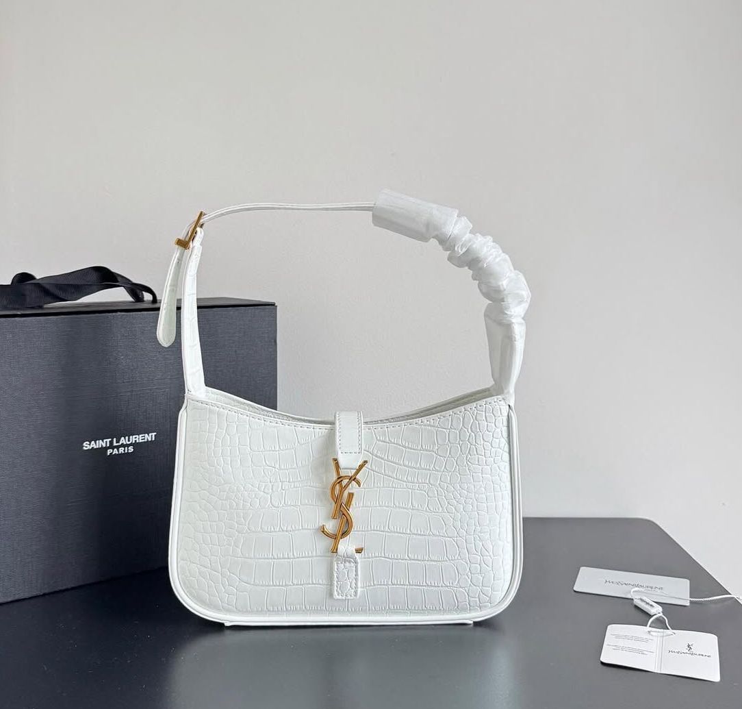 YSL WOMENS CROCO AND PLAIN LE 5 A 7 HOBO