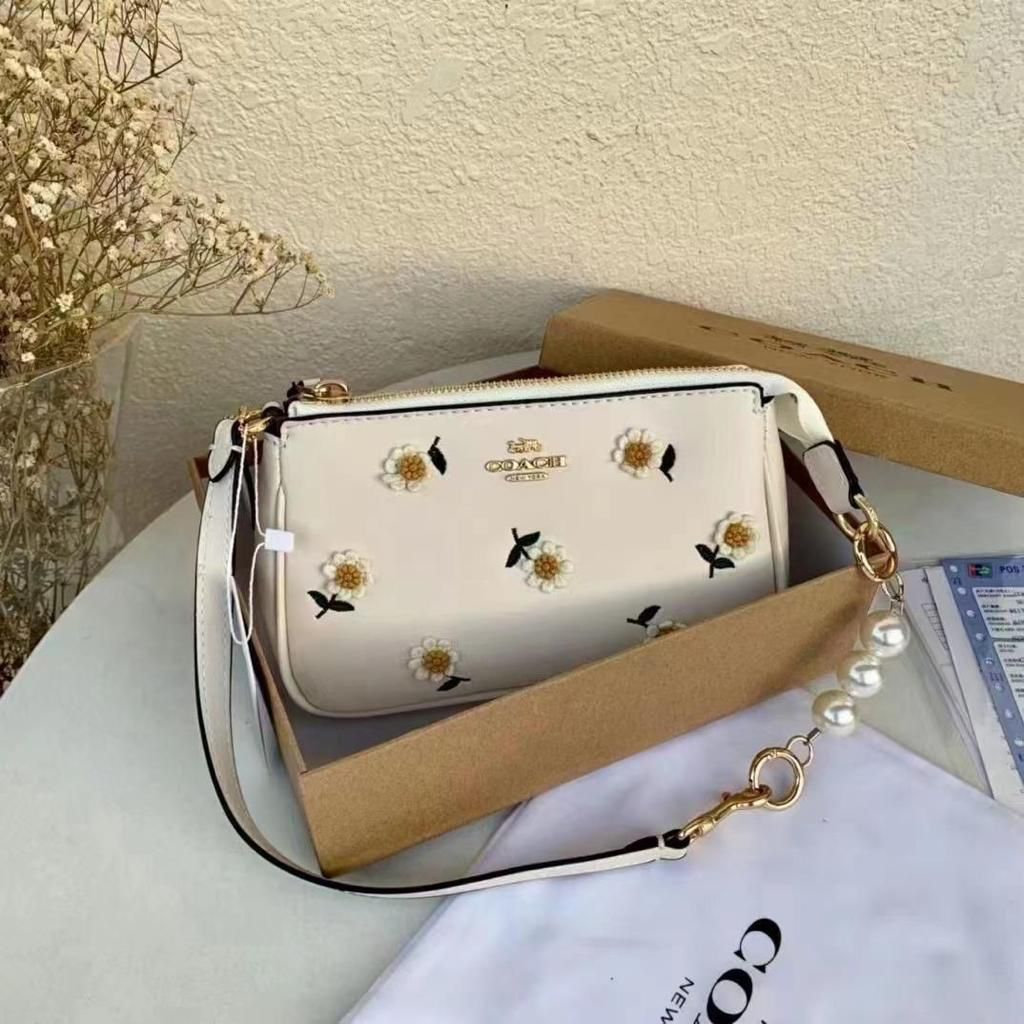 COACH NOLITA FLORAL SHOULDER WITH DETACHABLE PEARL BAG