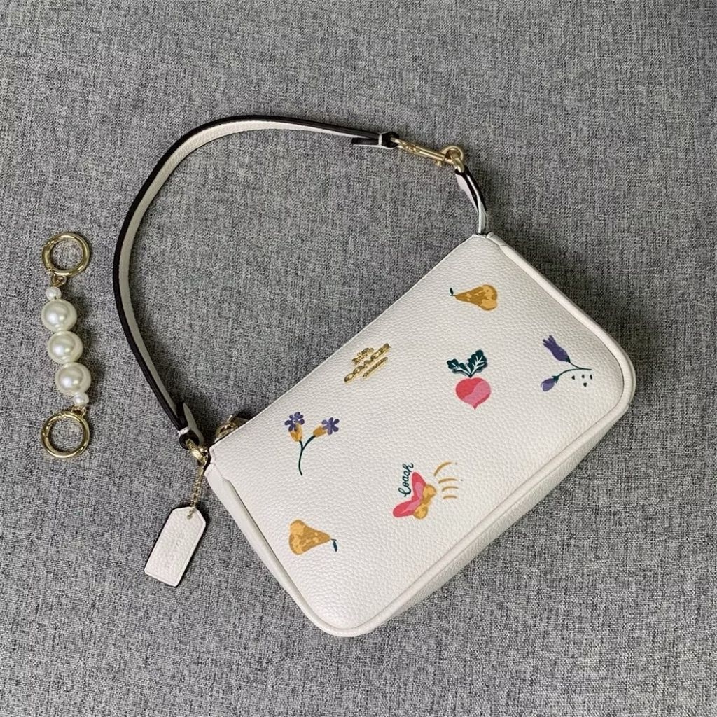 COACH NOLITA FLORAL SHOULDER WITH DETACHABLE PEARL BAG